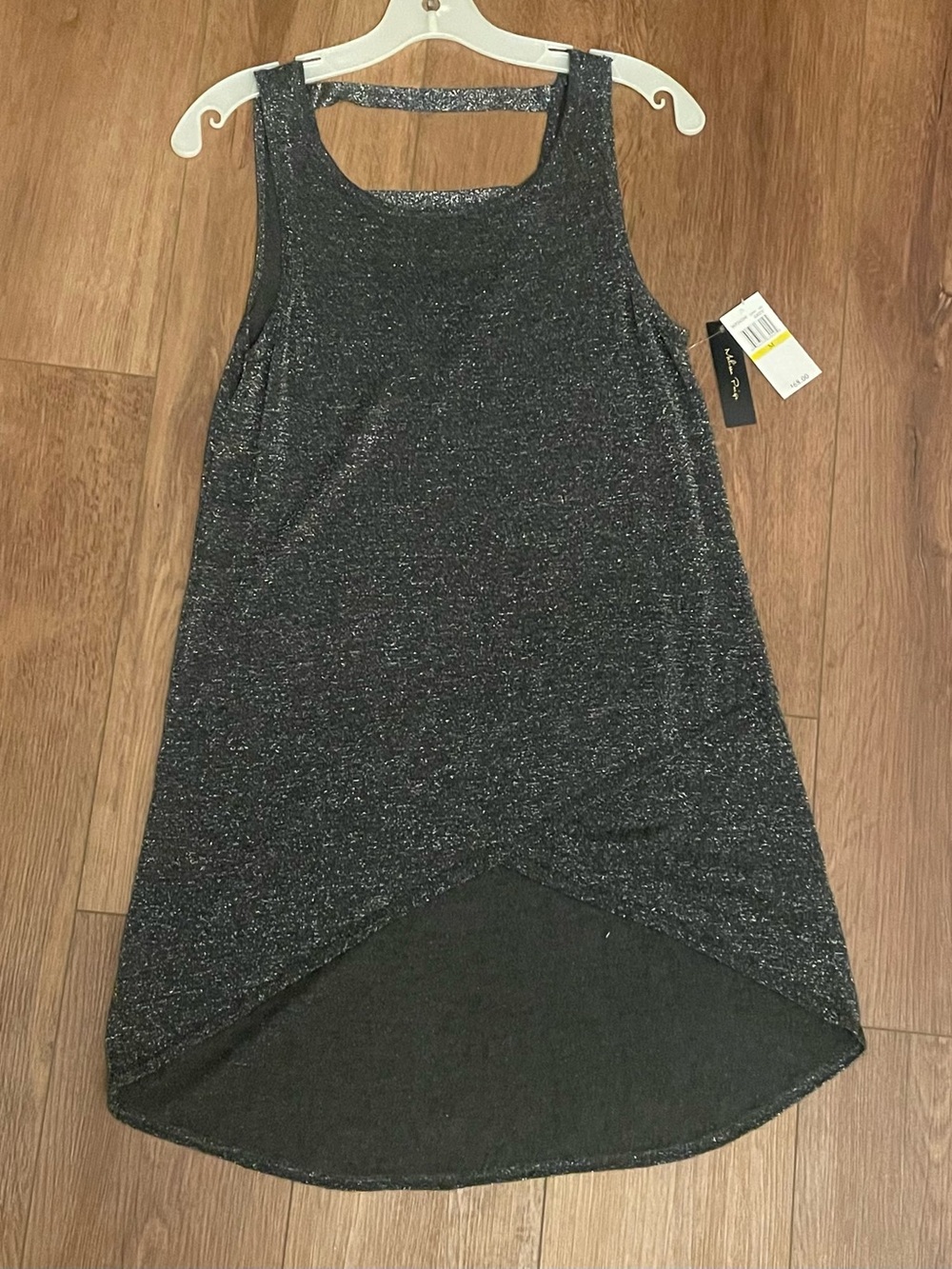 Sparkle High-Low Tank Top - Black/Silver